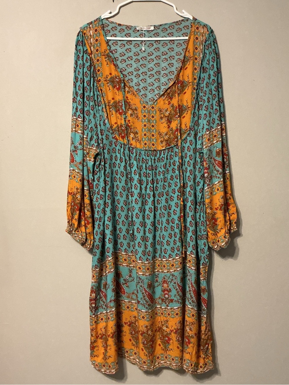 Boho Floral/Paisley Long Sleeve Dress
